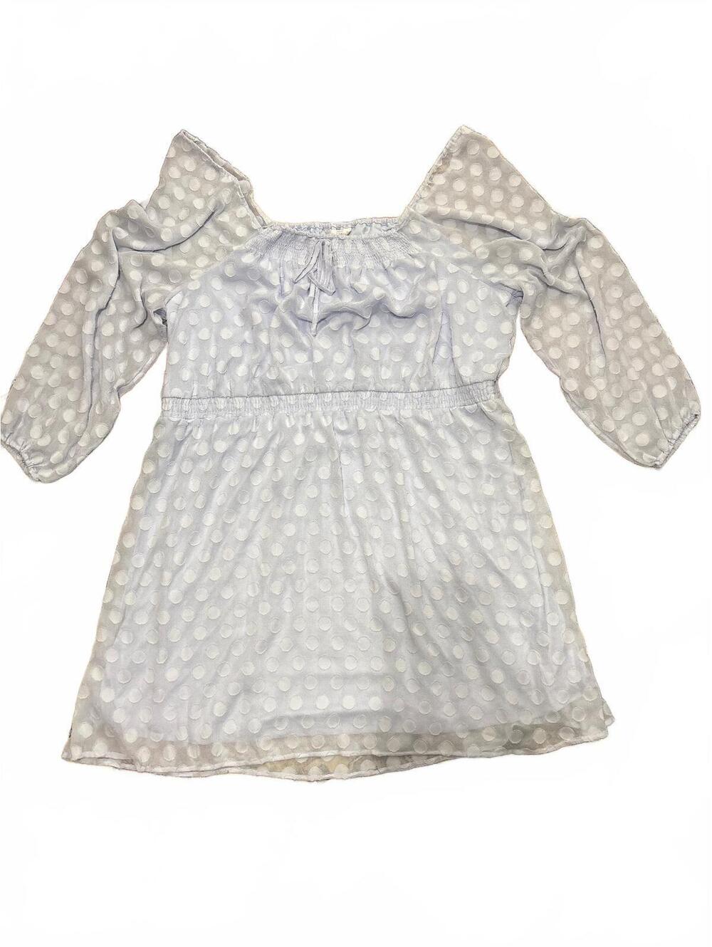 LC Lauren Conrad Women's Plus 3X Light Blue Polka Dot Dress